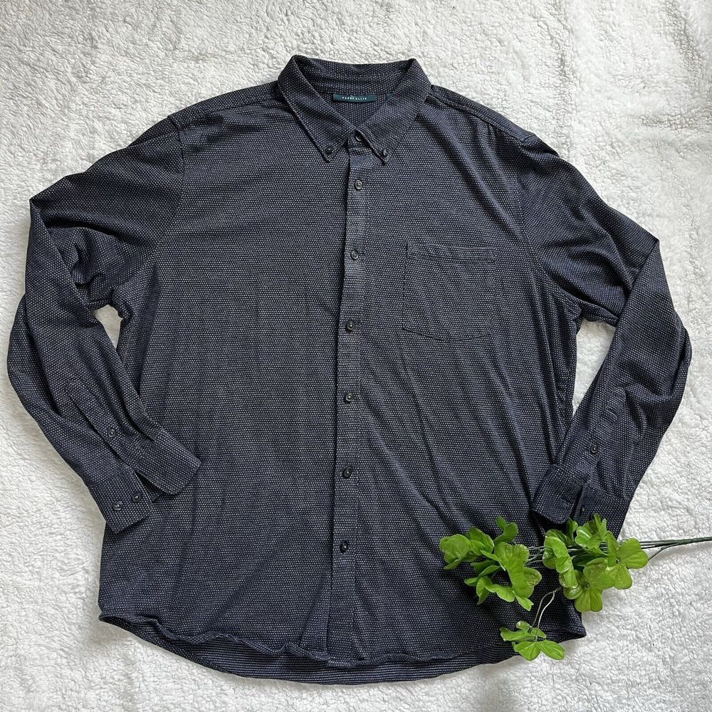 Perry Ellis‎ Shirt Men Sz XXL Gray Dark  Button Front Office Classiccore